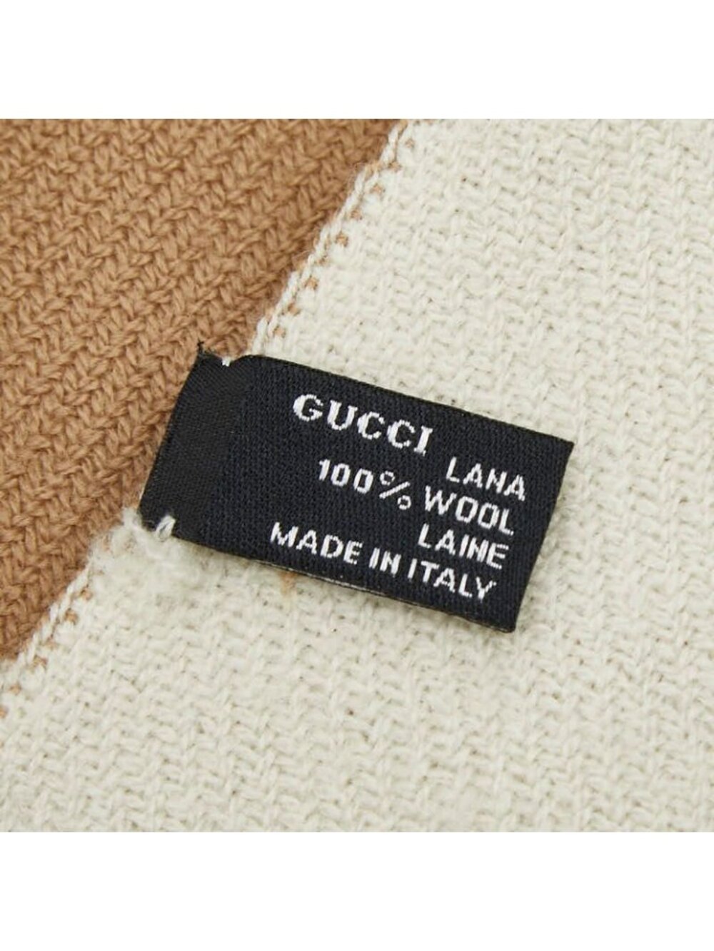 Gucci Glogo Scarf Beige Brown Wool - Picture 6 of 7